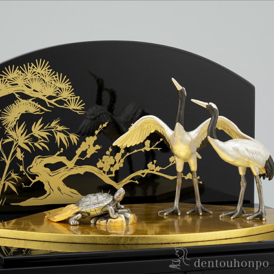 銀製 鶴亀 LPC 50g ( 木札名入れ有料 高級 コレクション 美術品 工芸品