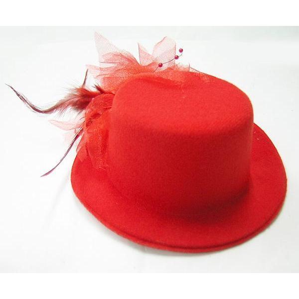 値下げ 1/3ドール用 帽子 ハット 羽根付き 赤 レッド ドール服 : DAY-S