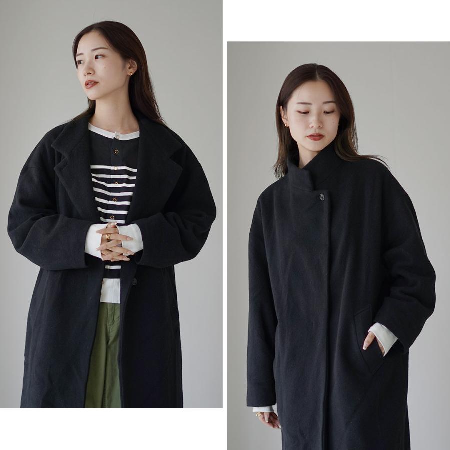 mizuiroind（ミズイロインド） ウールブレンド スタンドカラー コート