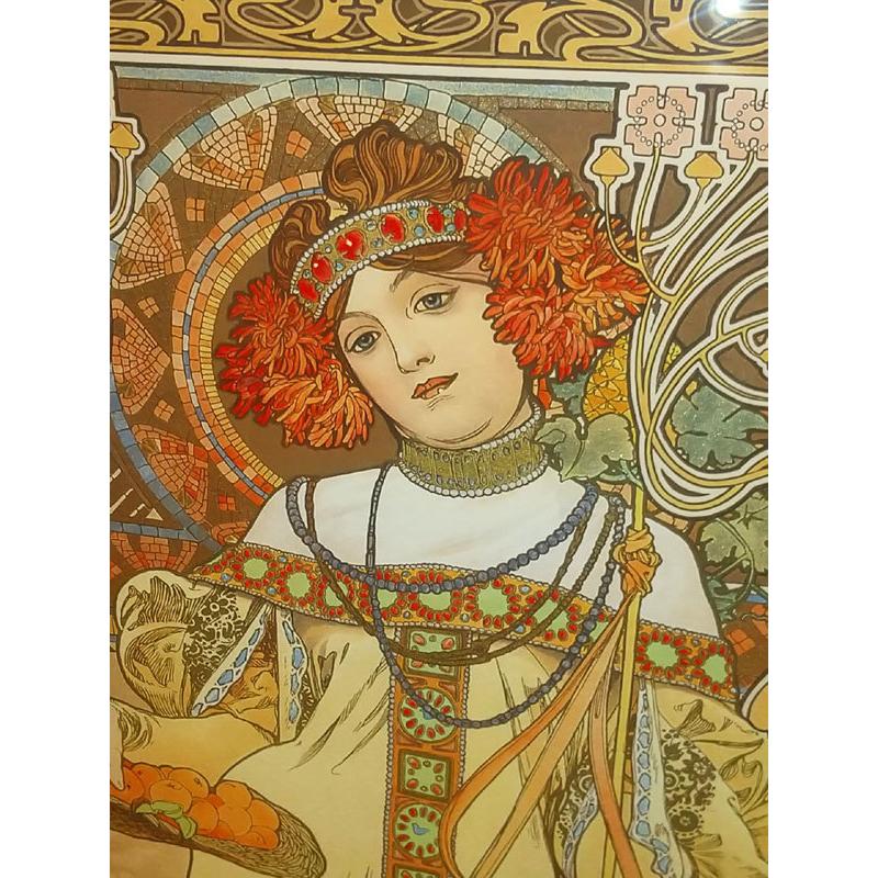 ミュシャ 「四季（秋）」 絵画 シルクスクリーン版画 インテリア 90cm