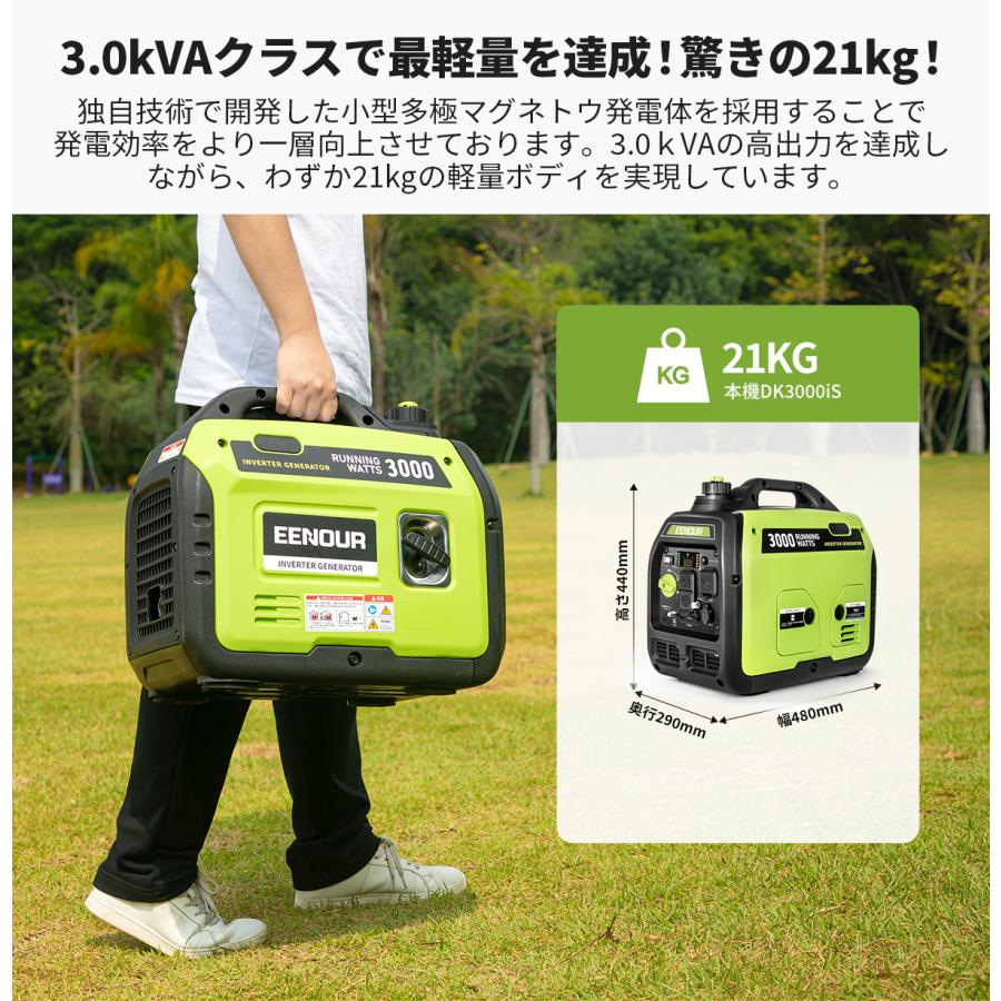 EENOUR 「カバー付きセット」 インバーター発電機 発電機 3000W 2500W