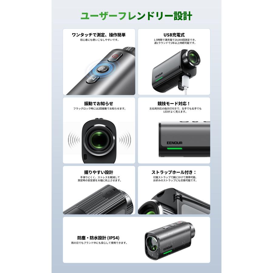 EENOUR 2025新発売 EENOUR U2 ゴルフ距離計 赤緑OLED レーザー距離計