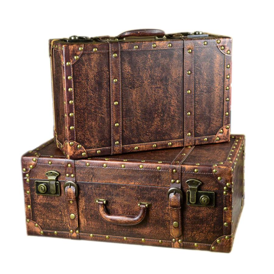 アンティーク調 スーツケース トランク型 ロック機能付 トランク