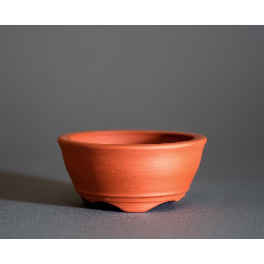盆栽鉢 美しい紅泥朱泥骨董盆栽鉢落款有豊林丸鉢25cm✖️5cm雷文山野草