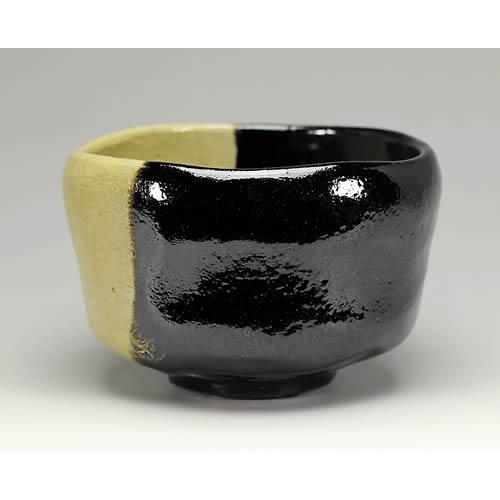 楽入窯 吉村楽入 蛇喝釉 黒楽茶碗 楽焼 抹茶碗 茶道具