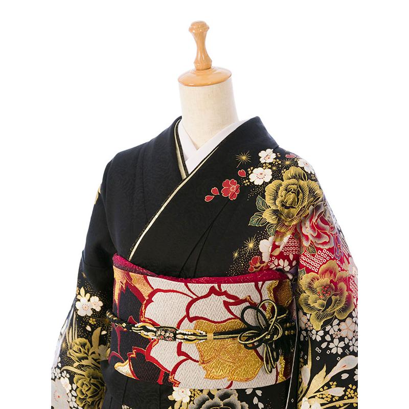 2〜12月】正絹振袖|着物レンタル|153〜160cm|振袖フルセット(黒系