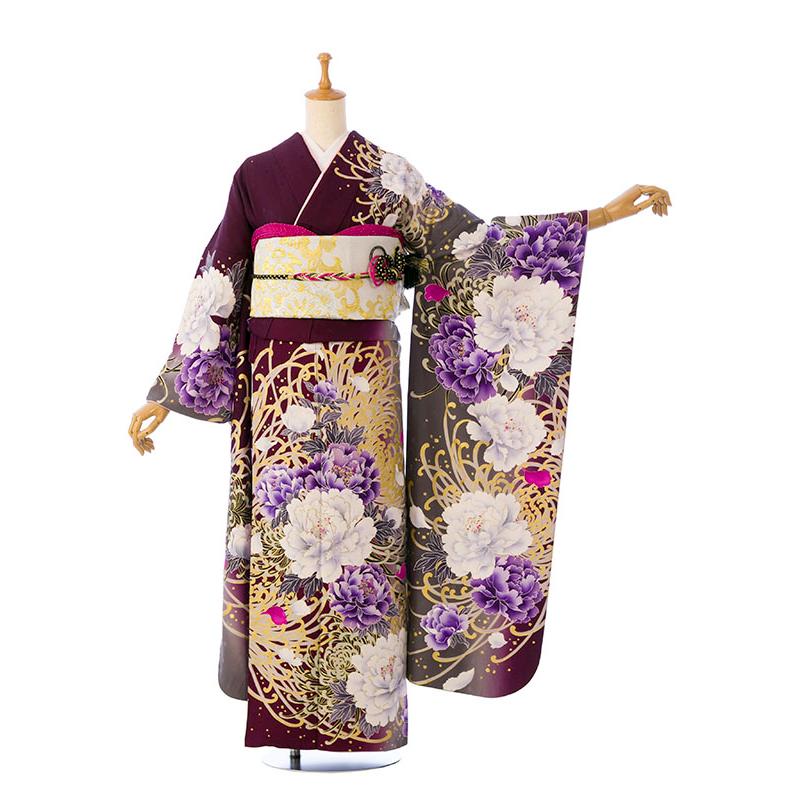 2〜12月】正絹振袖|着物レンタル|裄長|158〜168cm|振袖フルセット(紫系