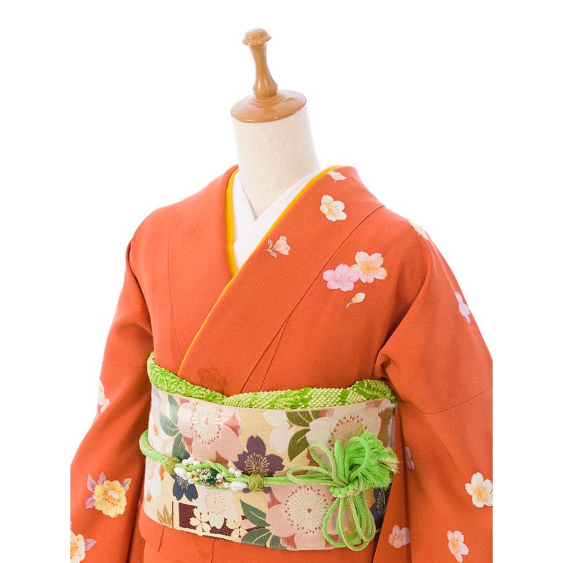 2〜12月】正絹振袖|着物レンタル|160〜170cm|振袖フルセット(オレンジ