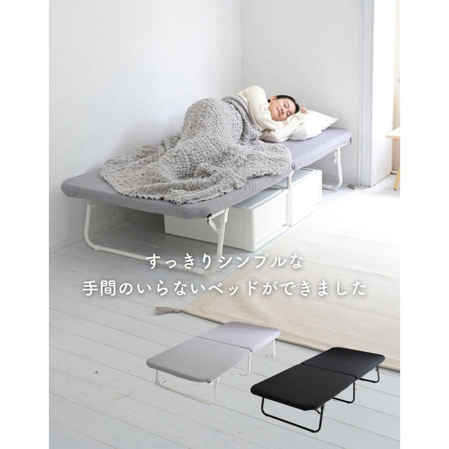超人気！組立簡単折りたたみベッド （S） 一人暮らし通気性 WHITE 超