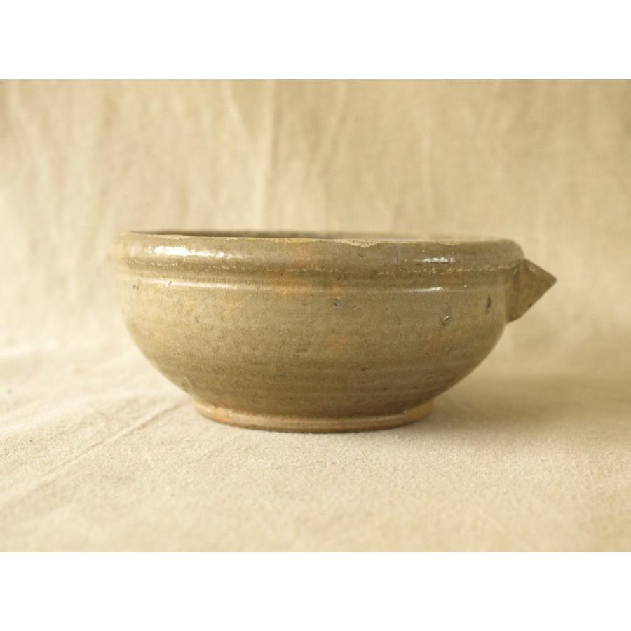 江戸時代 古瀬戸片口鉢14.5cm花入 黄瀬戸 瀬戸焼花入 花器 ミニ盆栽 松