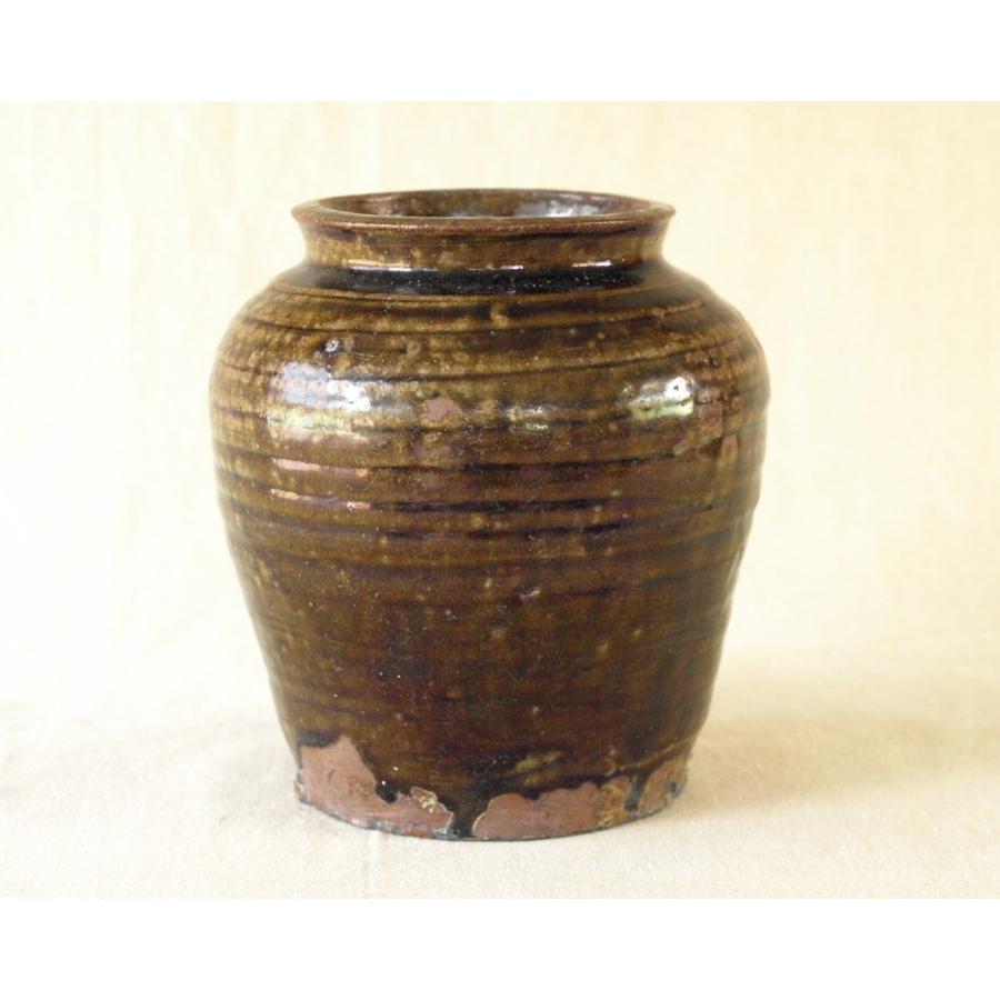 希少 江戸時代 古瀬戸飴釉小壺16cm 虹色 光彩 蹲る うずくまる 古民藝