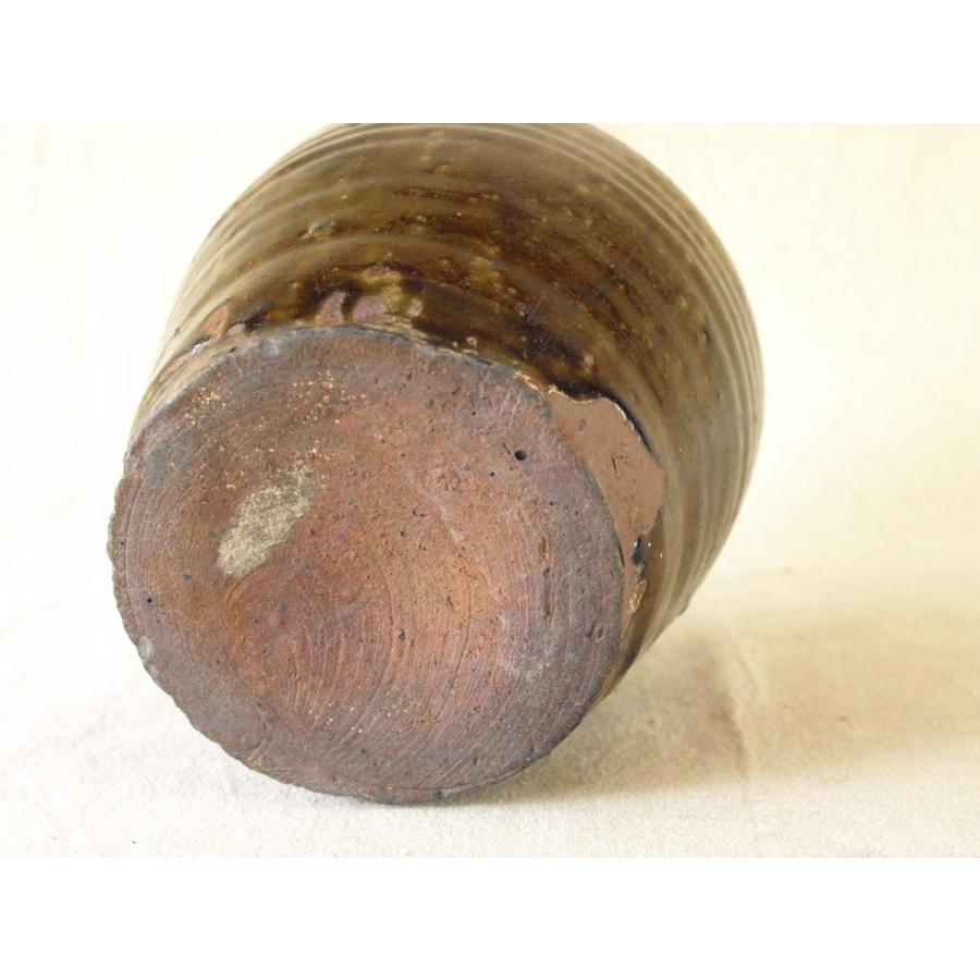 希少 江戸時代 古瀬戸飴釉小壺16cm 虹色 光彩 蹲る うずくまる 古民藝