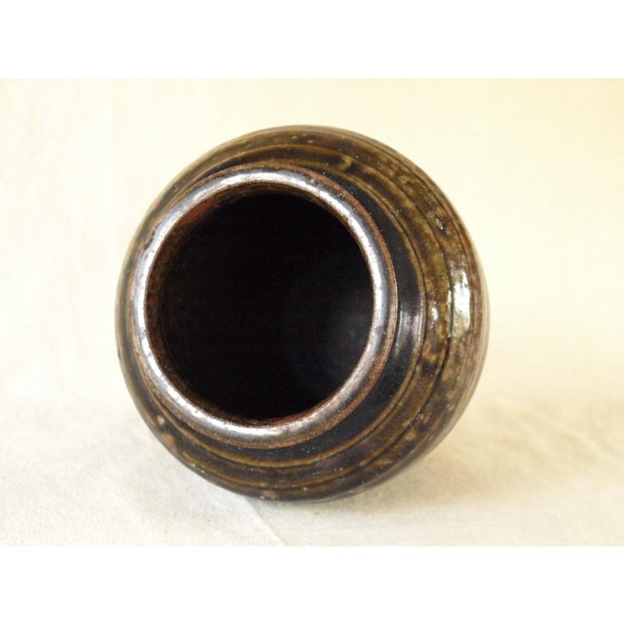 希少 江戸時代 古瀬戸飴釉小壺16cm 虹色 光彩 蹲る うずくまる 古民藝