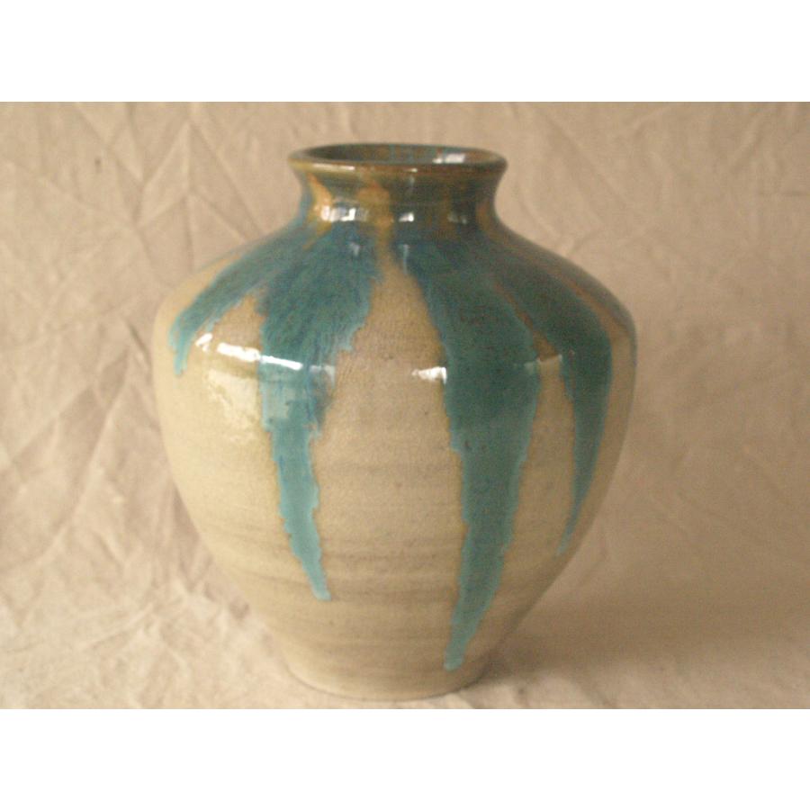 上野焼]青緑の模様が美しい陶器の容器 上野焼]青緑の模様が美しい陶器