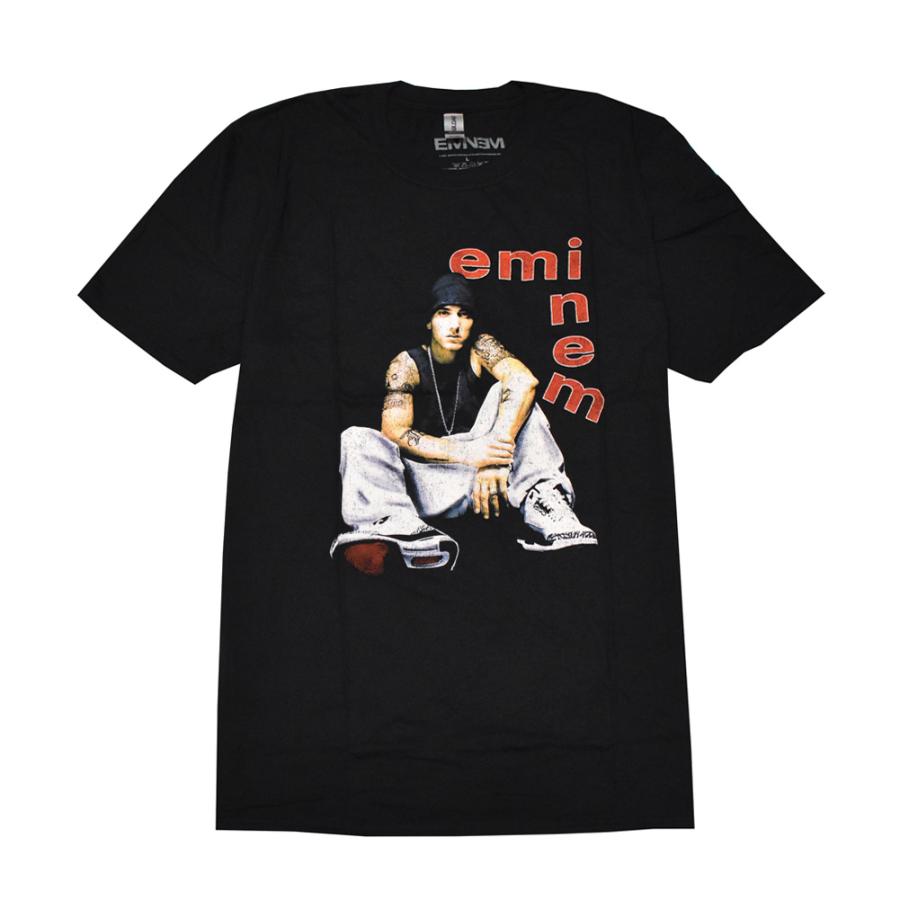 MUSIC TEE EMINEM エミネム Tシャツ ラップTシャツ ブラック LETTERS S