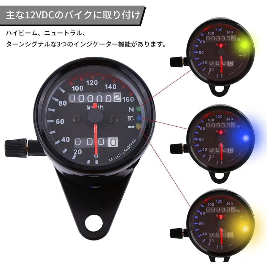 新品 機械式 バイク ミニ スピードメーター 140km/h 65mm トリップ付