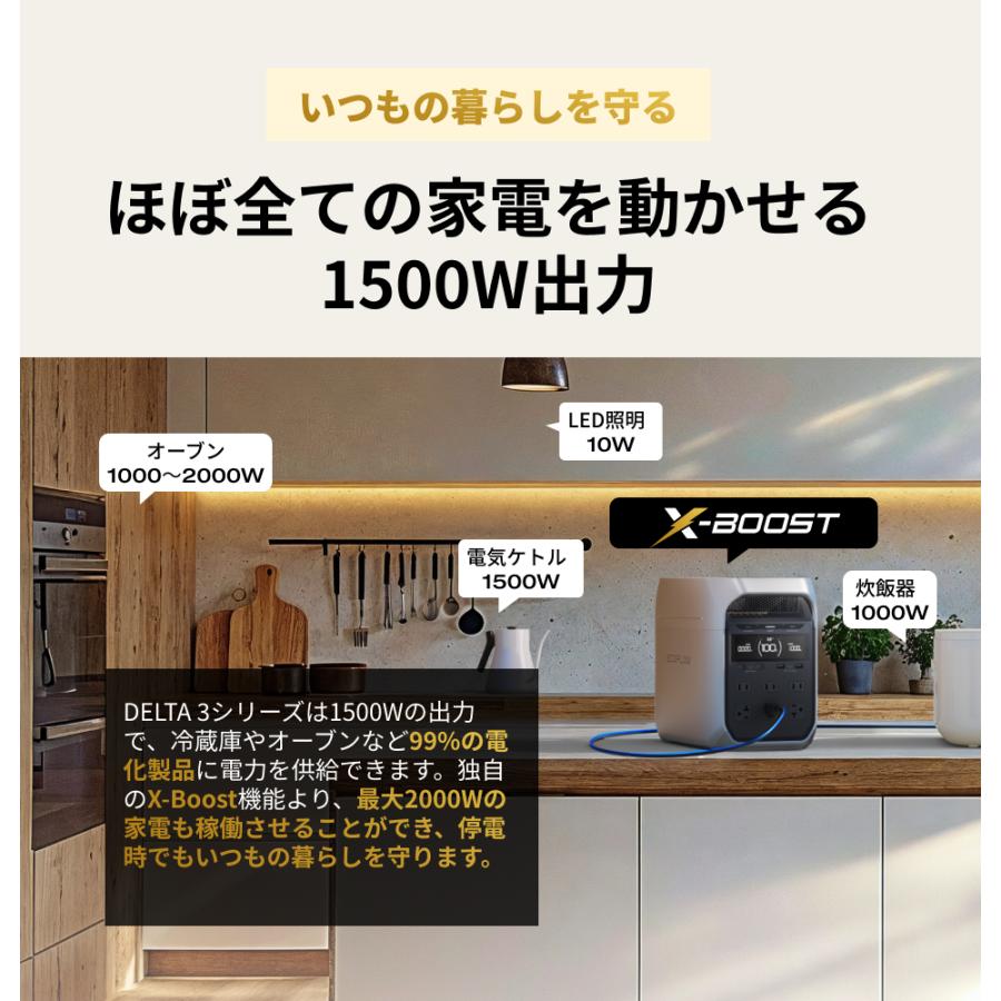ECOFLOW ポータブル電源 リン酸鉄 DELTA 3 Plus + 220W片面ソーラー