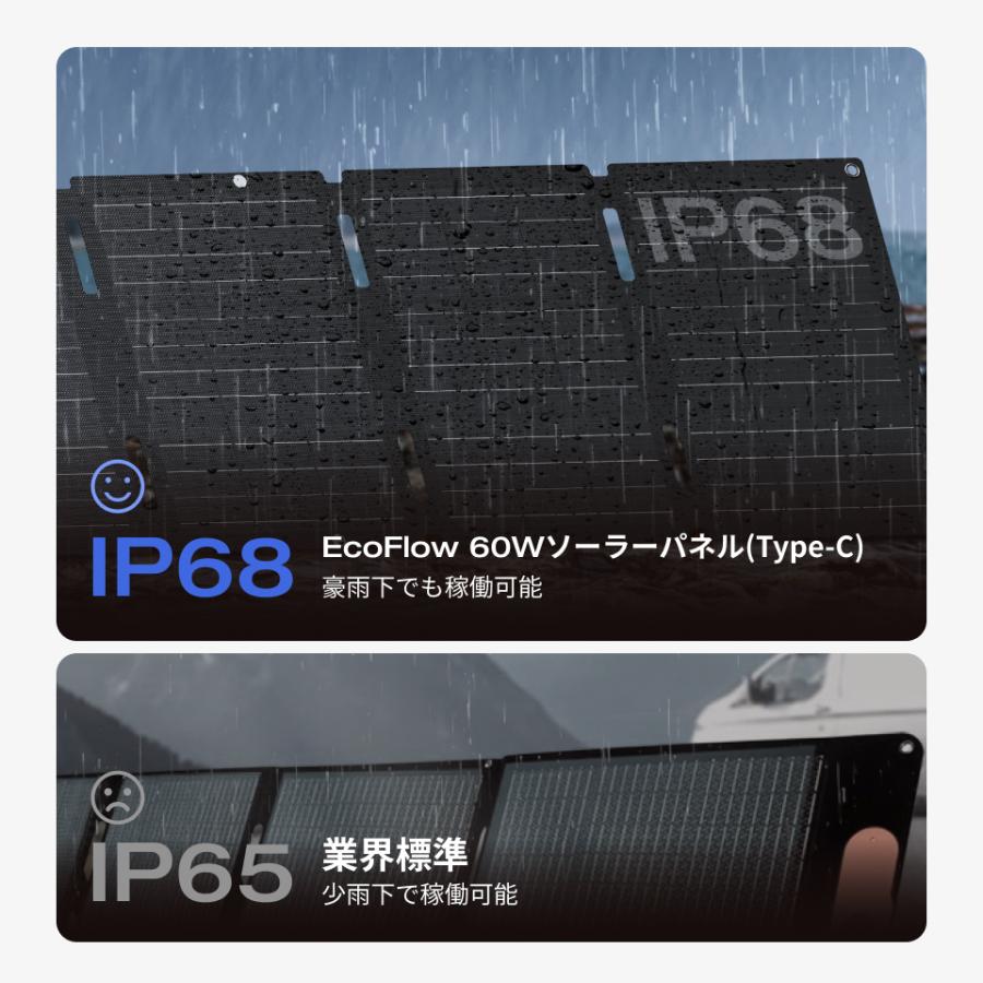 EcoFlow 60W(Type-c) ソーラーパネル ソーラーチャージャー 太陽光