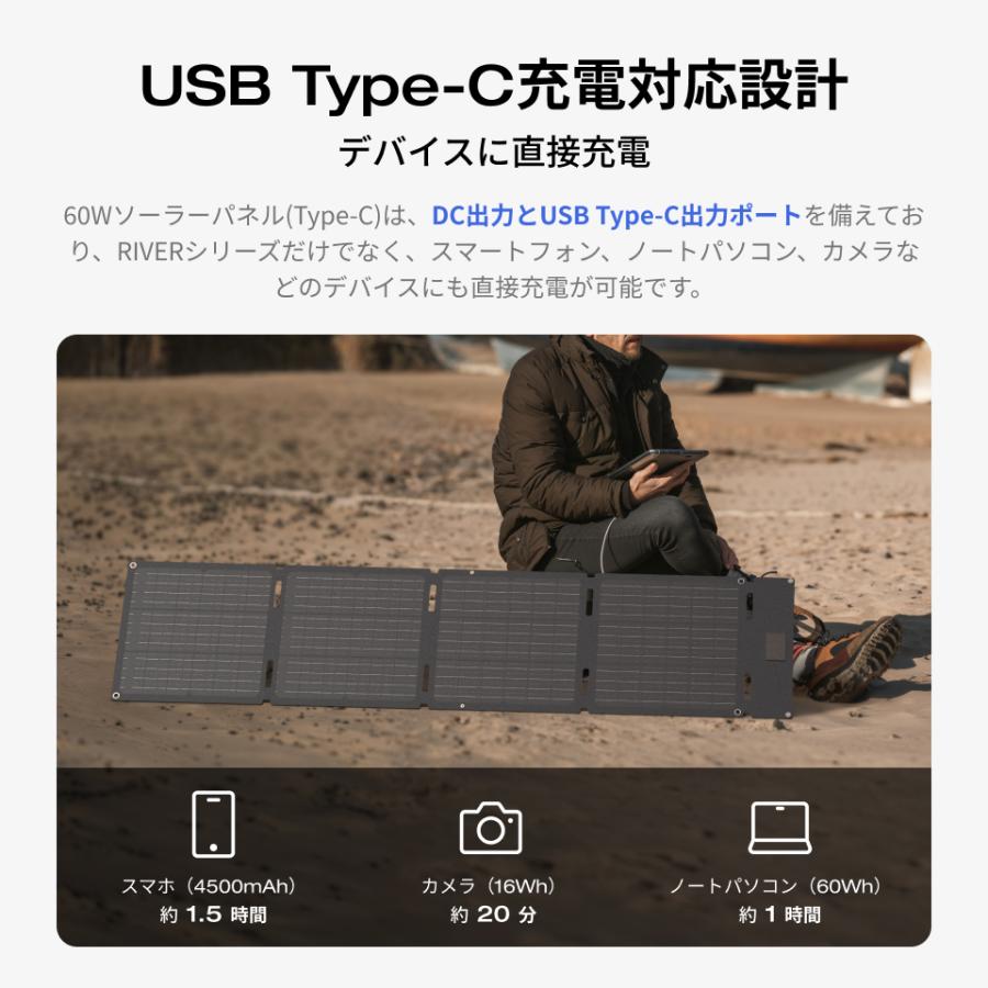 EcoFlow 60W(Type-c) ソーラーパネル ソーラーチャージャー 太陽光