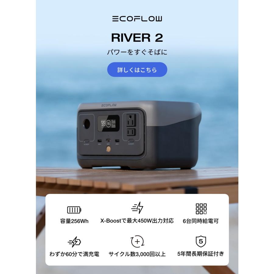 ECOFLOW 防災グッズ ポータブル電源 リン酸鉄 EcoFlow RIVER 2 小型
