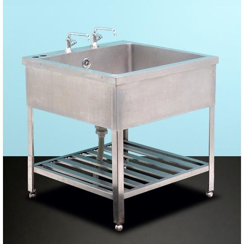 送料別】☆ステンレス製 1槽シンク W750xD750xH800~830+蛇口125 シンク