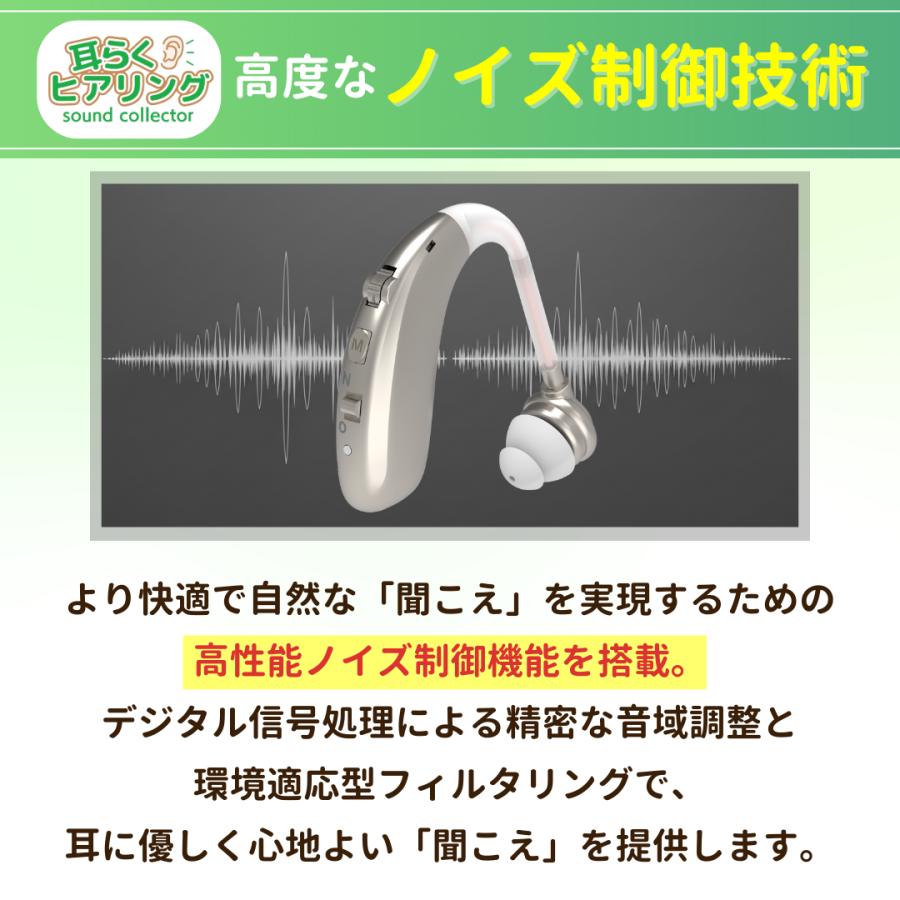 耳らくヒアリング 集音器 高齢者 耳掛け型 USB充電式 ワイヤレス 簡単