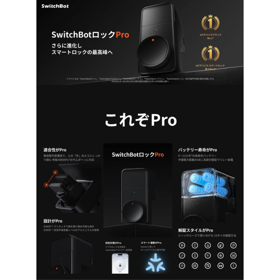 SwitchBot 遠隔操作ドアロックProセット ロック Pro / HubMini Matter
