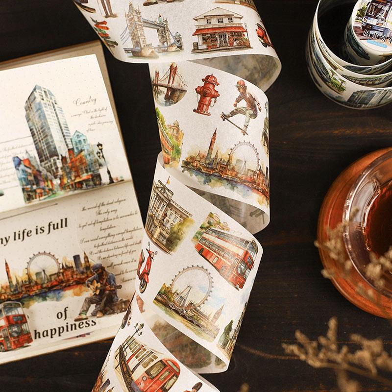 コラージュ 素材 マスキングテープ マステ 旅行 列車 街並み 風景