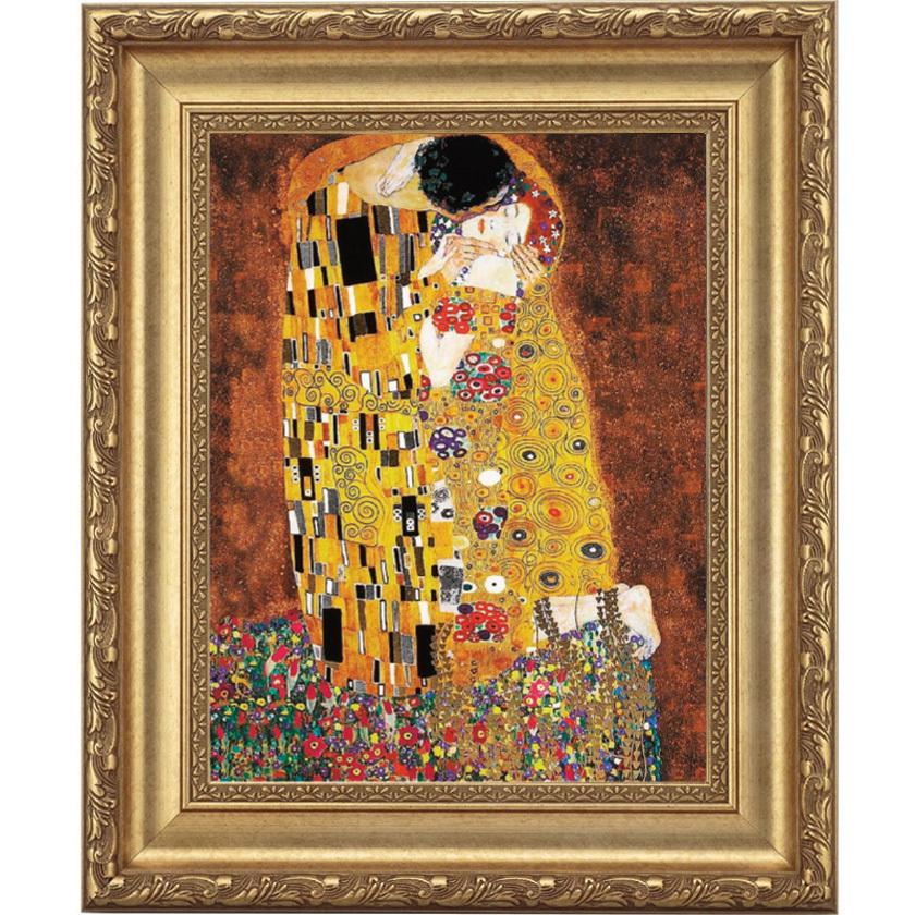 グスタフ・クリムト 接吻 4号 立体複製名画 美術品 レプリカ 絵画 額