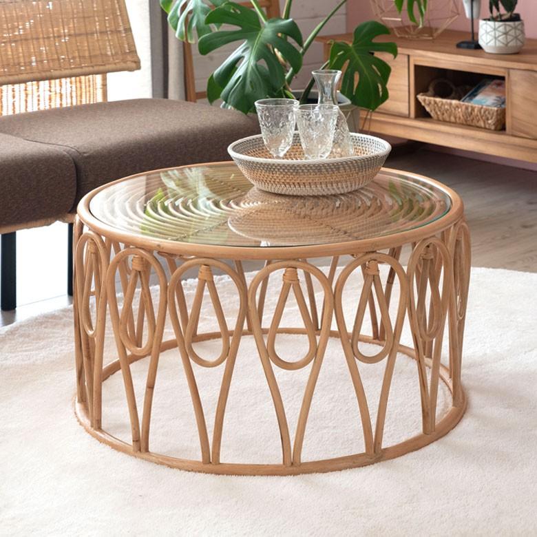 HR426 【レアデザイン】籐 ラタン サイドテーブル センターテーブル