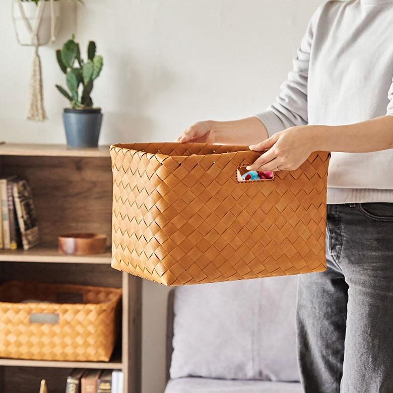 ELEMENTS かご バスケット 3個セット 洗える 白樺風 籠 ポリエチレン製