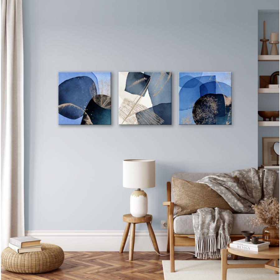アート 正方形 パネル インテリア ブルー 3枚セット モダンな