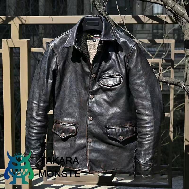 強くお勧め☆1.0mm 茶芯ホースハイド 30's ワークコート レザー