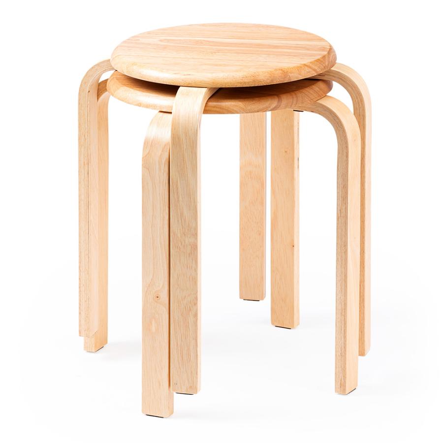 イーサプライ（e-supply） スツール 木製 2脚セット 天然木 丸椅子
