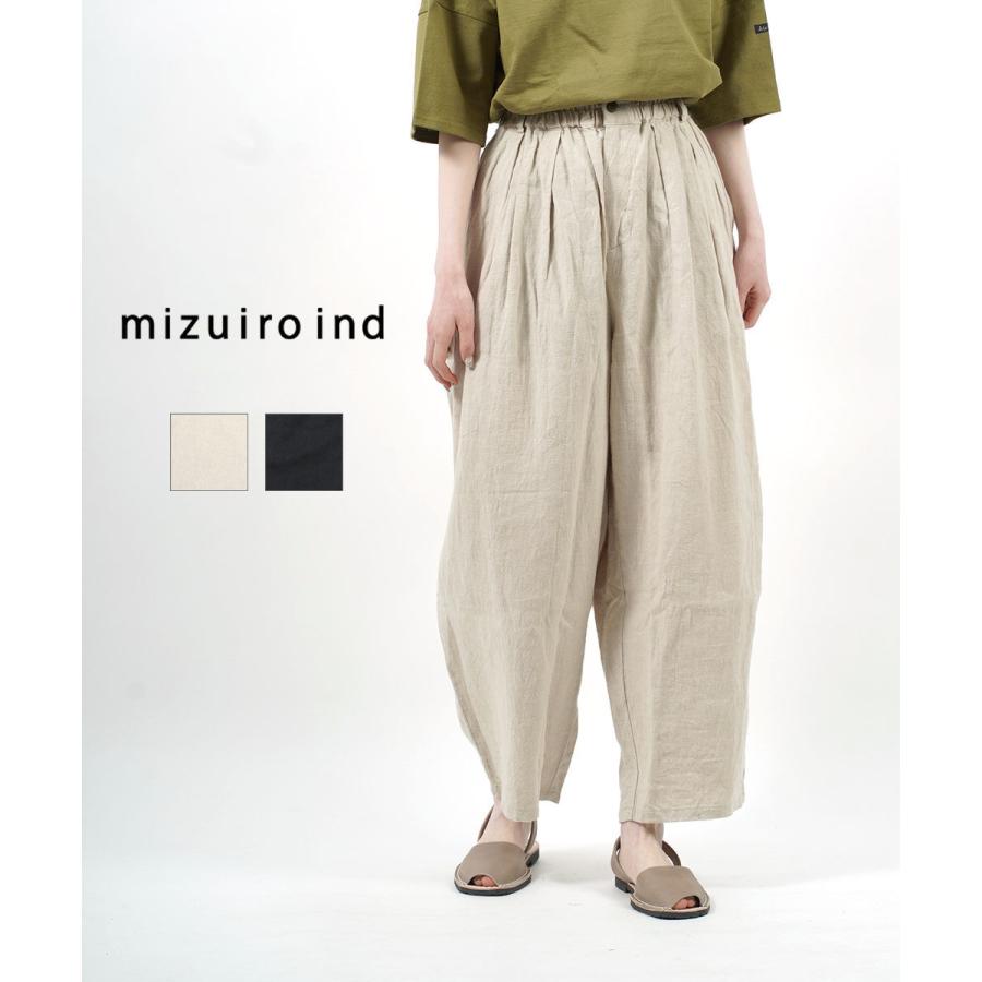 mizuiroind（ミズイロインド） タックパンツ ワイドパンツ リネン