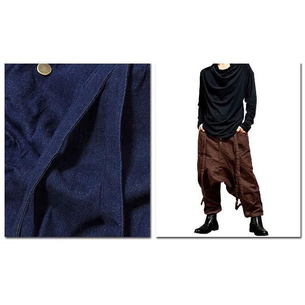 サルエルパンツ メンズ サスペンダー サルエル パンツ ブラック 厚手