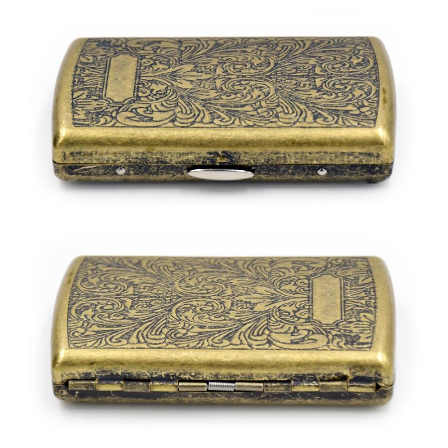 ビンテージ加工 ブロンズ シガレットケース スリム タバコ入れ 12本