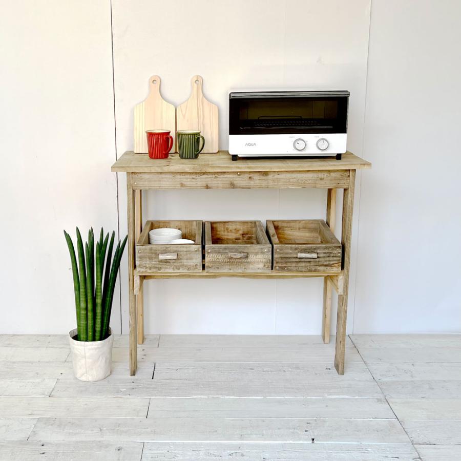 コンソールテーブル 飾り棚 キッチン収納 収納棚 整理棚 天然木 無垢