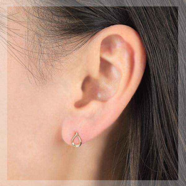 ドロップ ピアス 18k K18YG 18金 イエロー ゴールド 雫 しずく 露