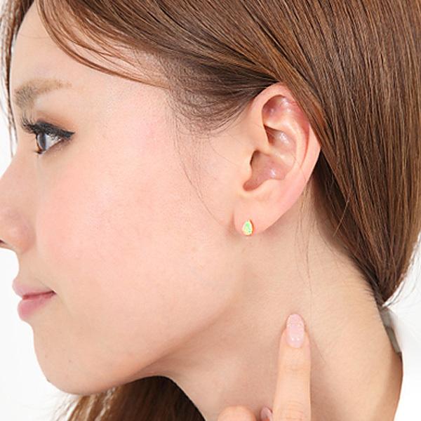 オパール ピアス 18k K18YG 18金 エチオピア産 イエロー ゴールド
