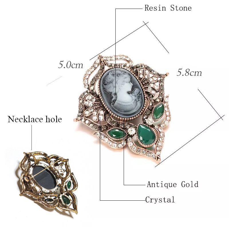 カメオ ブローチ エレガント アンティーク調 ゴールド ブラック