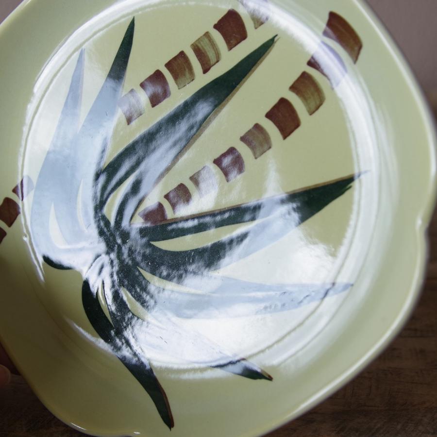 ヴィンテージ食器 ケーキ皿 グリーン ヤシの木 レトロ 陶器 デザート