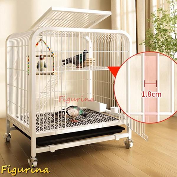 鳥かご 金属 大型 白色 60×45×66cm オカメ インコ 文鳥 鳩 鳥籠 車輪