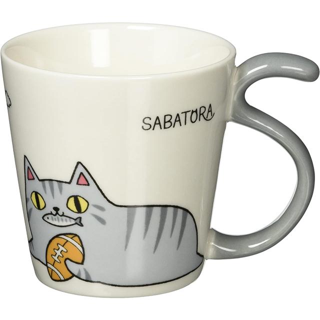 にゃん屋 マグカップ 猫 セラミック藍 となりの3兄弟しっぽマグ 電子