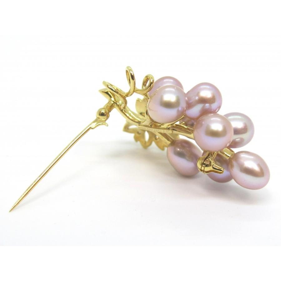 MIKIMOTO（ミキモト） パールダイヤ葡萄ブローチ K18イエローゴールド