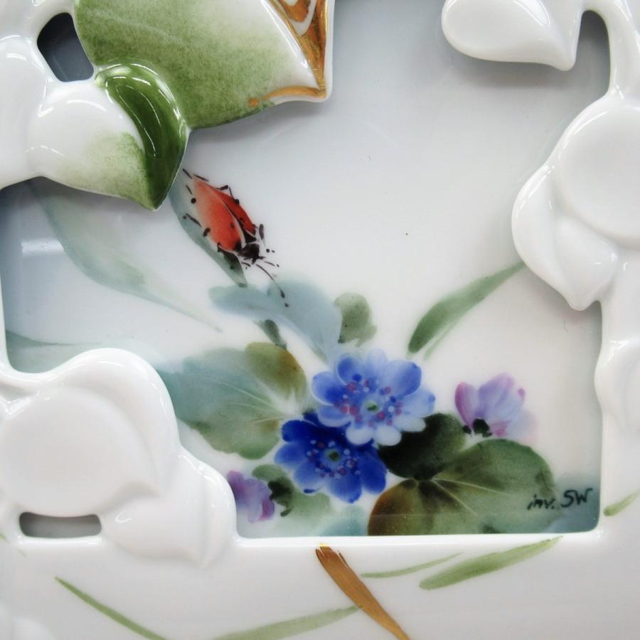 マイセン 1.マイセン ザビーネ ワックス inv.SW 虫 草花 立体陶板画