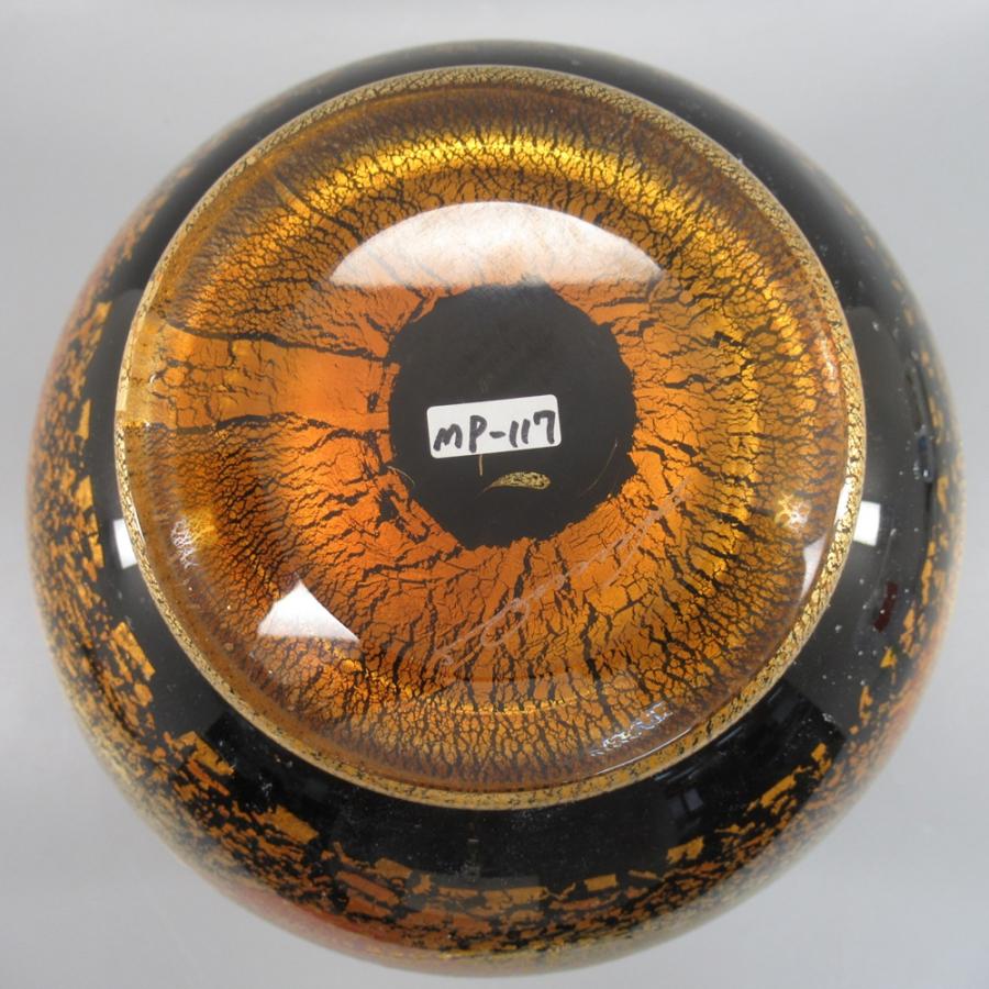 黒木国昭 作 金彩象嵌「光琳」花器 共箱付き 壺 プラチナ象嵌 ガラス