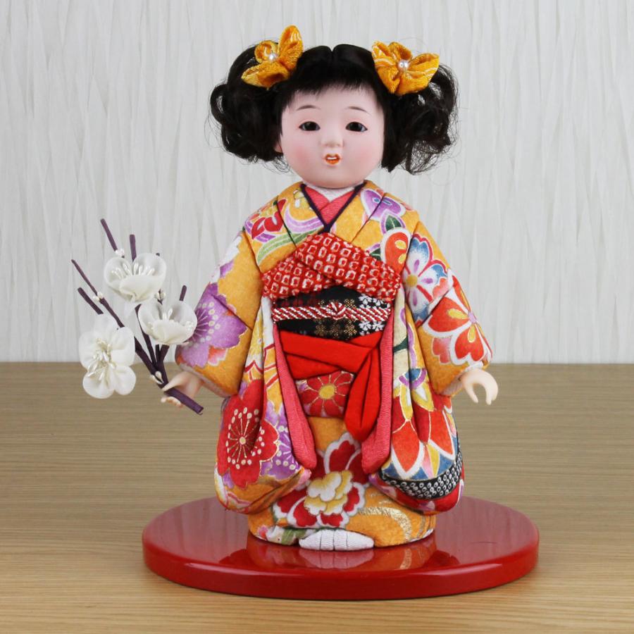 市松人形 木目込み 6号 ガラスケース入り 京染め市松人形(黄色)FUKU-R4