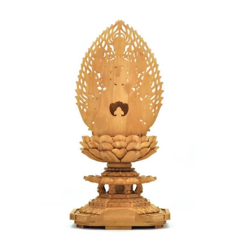 福和屋 仏像 天台宗 阿弥陀如来 座像 白檀八角台座 飛天光背 2寸 2.5寸