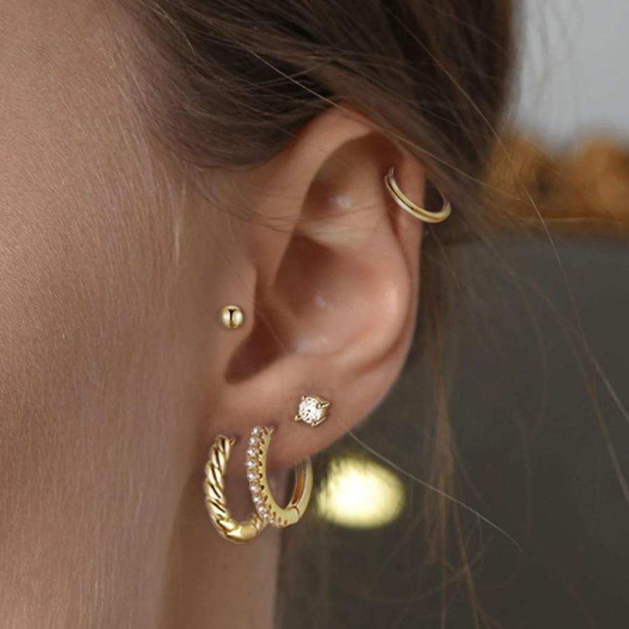 並行輸入品】複数のピアス用イヤリングセット 14Kゴールドメッキ